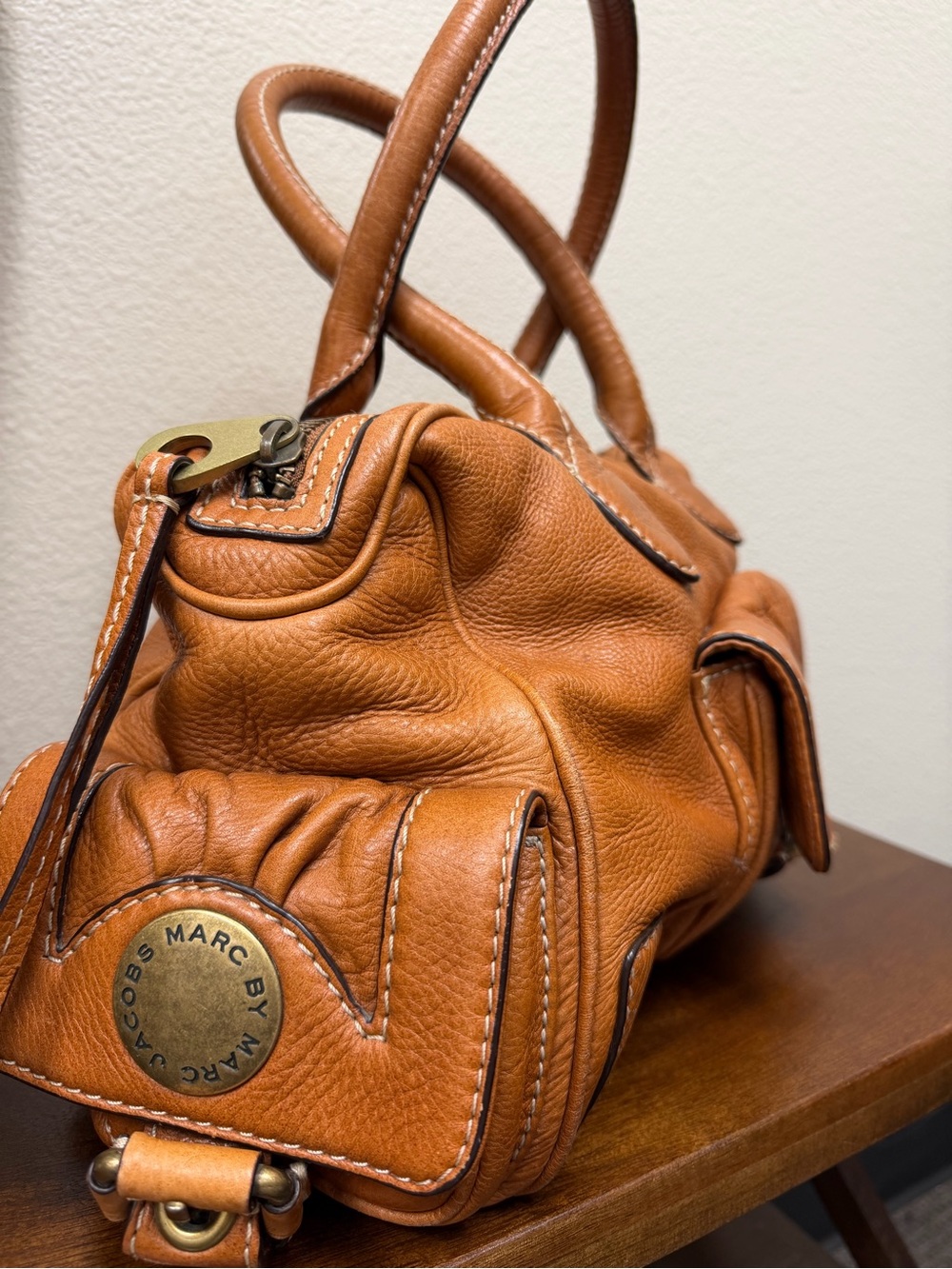 MARC BY MARC JACOBS Aline Cognac Brown Leather Satchel - Picture 8 of 16